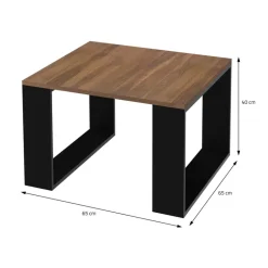 Couchtisch 65x65x40 cm Walnuss/Schwarz ML-Design