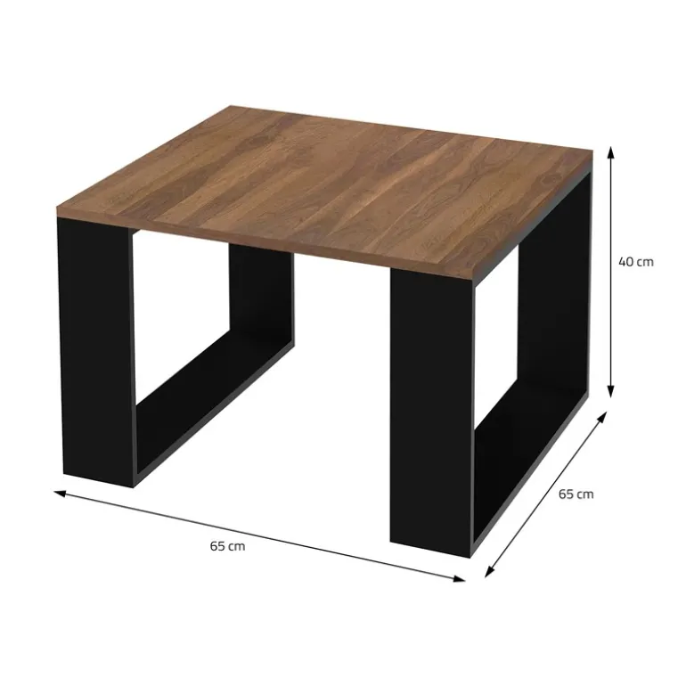 Couchtisch 65x65x40 cm Walnuss/Schwarz ML-Design
