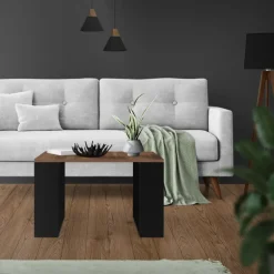 Couchtisch 65x65x40 cm Walnuss/Schwarz ML-Design
