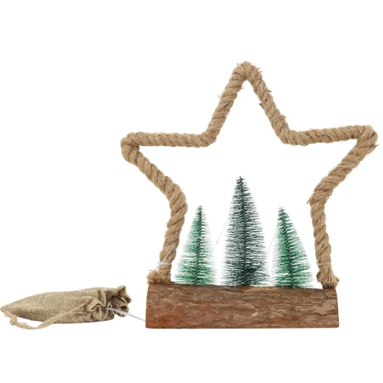 Deko LED Jute Stern mit LED-Beleuchtung