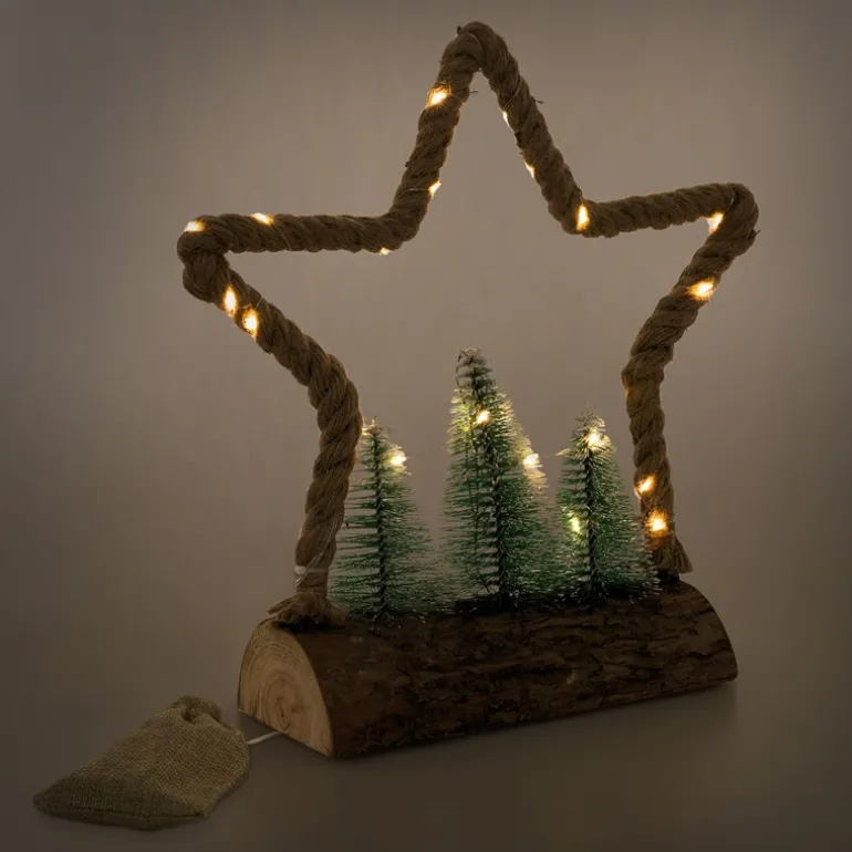 Deko LED Jute Stern mit LED-Beleuchtung