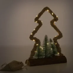 Deko LED Weihnachtsbaum aus Juteseil Standfigur 30 cm warmweiß mit Timerfunktion