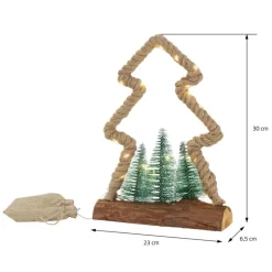 Deko LED Weihnachtsbaum aus Juteseil Standfigur 30 cm warmweiß mit Timerfunktion