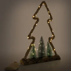 Deko LED Weihnachtsbaum aus Juteseil Standfigur 45 cm warmweiß mit Timerfunktion