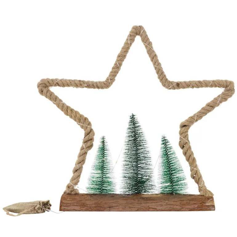 Deko LED Weihnachtsbaum aus Juteseil Standfigur 45 cm warmweiß mit Timerfunktion