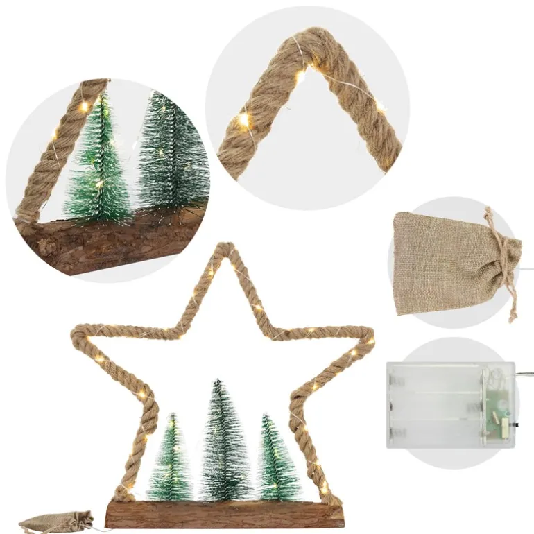 Deko LED Weihnachtsbaum aus Juteseil Standfigur 45 cm warmweiß mit Timerfunktion