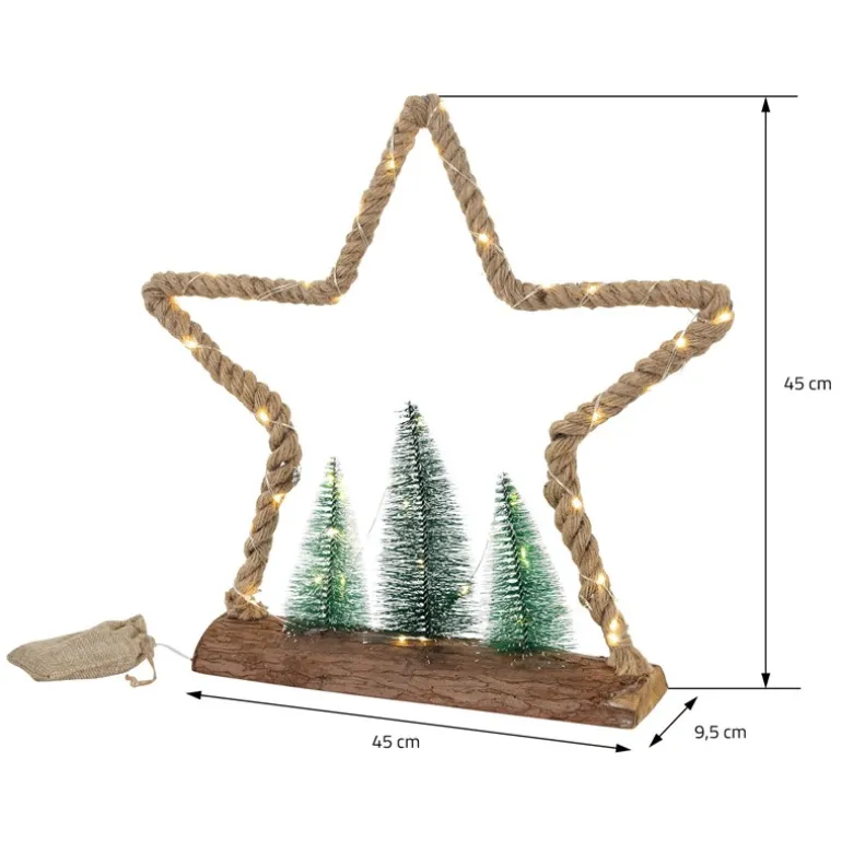 Deko LED Weihnachtsbaum aus Juteseil Standfigur 45 cm warmweiß mit Timerfunktion