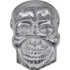Deko Skull Totenkopf Wandskulptur Silber 42x30 cm mit Nickel Finish aus Aluminium WOMO-Design