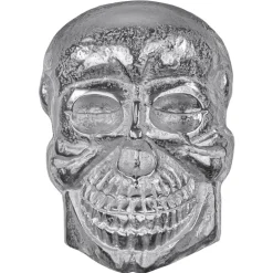 Deko Skull Totenkopf Wandskulptur Silber 42x30 cm mit Nickel Finish aus Aluminium WOMO-Design