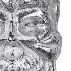 Deko Skull Totenkopf Wandskulptur Silber 42x30 cm mit Nickel Finish aus Aluminium WOMO-Design