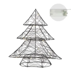 Deko Weihnachtsbaum mit 20 warmweißen LEDs Schwarz aus Metall
