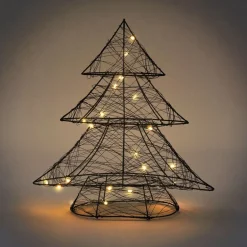 Deko Weihnachtsbaum mit 20 warmweißen LEDs Schwarz aus Metall