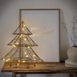 Deko Weihnachtsbaum mit 20 warmweißen LEDs Schwarz aus Metall