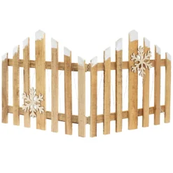 Deko Weihnachtszaun mit LED Natur 77x38 cm aus Holz Timer