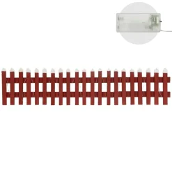 Deko Weihnachtszaun mit LED Rot 90x21 cm aus Holz