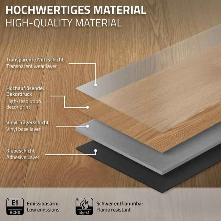 Deluxe PVC Klebevinylboden für 2,23 m² Eiche Sundance 2 mm dick ML-Design