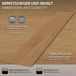 Deluxe PVC Klebevinylboden für 2,23 m² Eiche Sundance 2 mm dick ML-Design