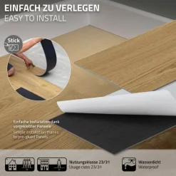 Deluxe PVC Klebevinylboden für 2,23 m² Natur Eiche 2 mm dick ML-Design
