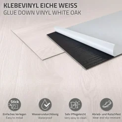 Deluxe PVC Klebevinylboden für 2,23 m² Weiß Eiche 2 mm dick ML-Design