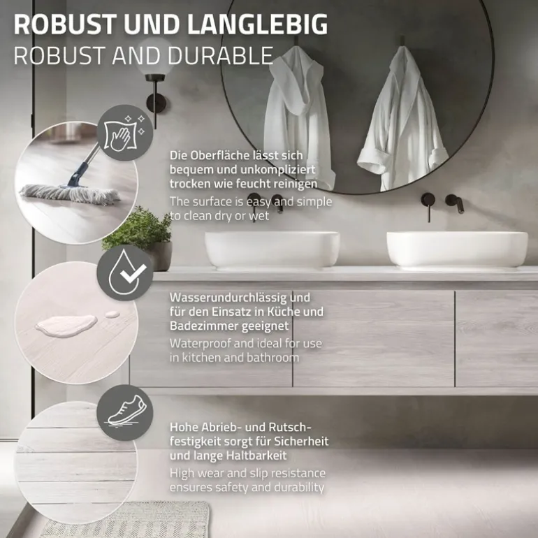 Deluxe PVC Klebevinylboden für 2,23 m² Weiß Eiche 2 mm dick ML-Design