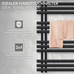 Design Badheizkörper Iron EM 500x1000 mm Schwarz matt Luxe Bath