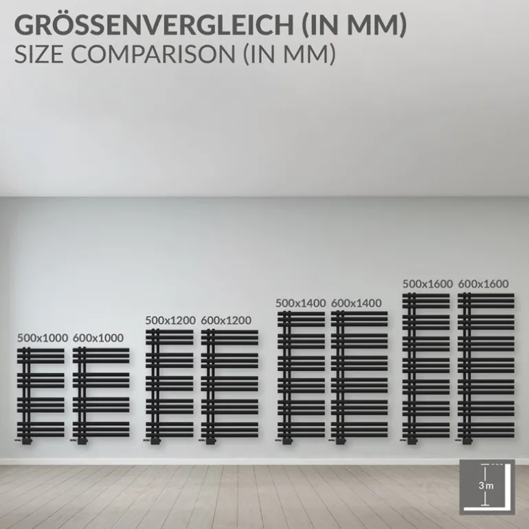 Design Badheizkörper Iron EM 500x1000 mm Schwarz matt Luxe Bath