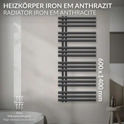 Design Badheizkörper Iron EM 600x1400 mm Anthrazit
