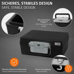 Dokumentenbox DIN A4 39x33x16 cm 7L Feuerfeste wasserdichte Dokumentenkassette