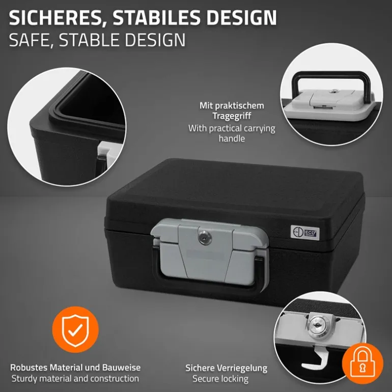 Dokumentenbox DIN A4 39x33x16 cm 7L Feuerfeste wasserdichte Dokumentenkassette