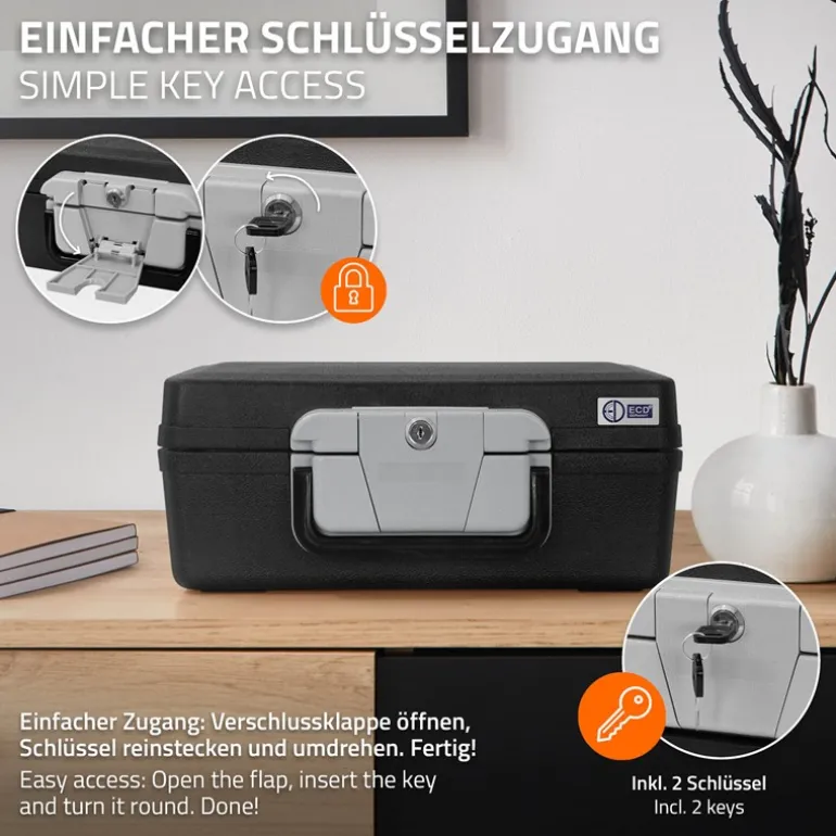Dokumentenbox DIN A4 39x33x16 cm 7L Feuerfeste wasserdichte Dokumentenkassette