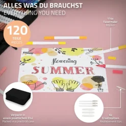 Doppelfaserstifte Set mit 120 Farben mit 2 Spitzen in klappbarem Mäppchen