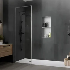 Duschnische 2 Ebenen 30x60 cm Silber aus Edelstahl Unterputz Rahmen Wandnische Duschablage LuxeBath