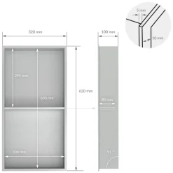 Duschnische 2 Ebenen 30x60 cm Silber aus Edelstahl Wandnische Duschablage LuxeBath