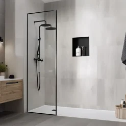 Duschnische 30x30 cm Schwarz aus Edelstahl Unterputz Rahmen Wandnische Duschablage LuxeBath