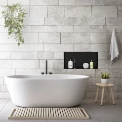 Duschnische 60x30 cm Schwarz aus Edelstahl Unterputz Rahmen Wandnische Duschablage LuxeBath