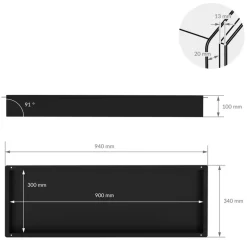 Duschnische 90x30 cm Schwarz aus Edelstahl Unterputz Rahmen Wandnische Duschablage LuxeBath