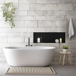 Duschnische 90x30 cm Schwarz aus Edelstahl Unterputz Rahmen Wandnische Duschablage LuxeBath