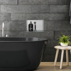 Duschnische 30x20 cm Silber aus Edelstahl Unterputz Rahmen Wandnische Duschablage LuxeBath