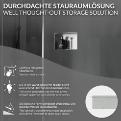 Duschnische 30x20 cm Silber aus Edelstahl Unterputz Rahmen Wandnische Duschablage LuxeBath