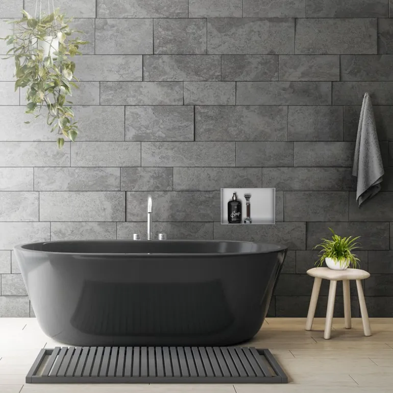 Duschnische 30x20 cm Silber aus Edelstahl Unterputz Rahmen Wandnische Duschablage LuxeBath