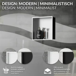 Duschnische 30x30 cm Silber aus Edelstahl Wandnische Duschablage LuxeBath