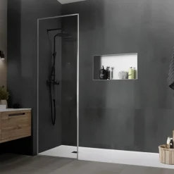 Duschnische 60x30 cm Silber aus Edelstahl Unterputz Rahmen Wandnische Duschablage LuxeBath