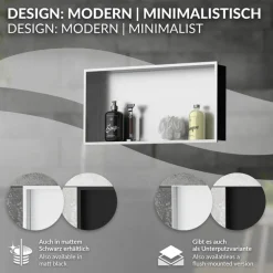 Duschnische 60x30 cm Silber aus Edelstahl Wandnische Duschablage LuxeBath