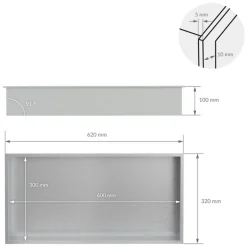 Duschnische 60x30 cm Silber aus Edelstahl Wandnische Duschablage LuxeBath