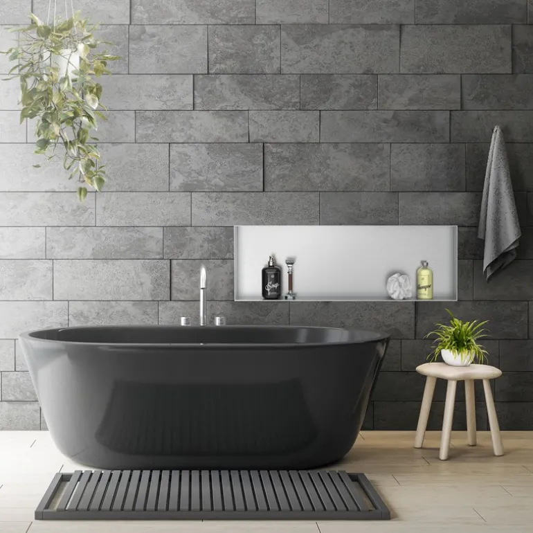 Duschnische 90x30 cm Silber aus Edelstahl Unterputz Rahmen Wandnische Duschablage LuxeBath