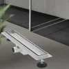 Edelstahl Duschrinne befliesbar 50 cm und Siphon Komplettset Silber flach LuxeBath