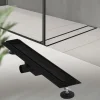 Edelstahl Duschrinne befliesbar 60 cm und Siphon Komplettset Schwarz flach LuxeBath