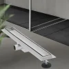 Edelstahl Duschrinne befliesbar 60 cm und Siphon Komplettset Silber flach LuxeBath