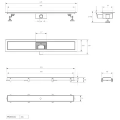 Edelstahl Duschrinne befliesbar 60 cm und Siphon Komplettset Silber flach LuxeBath