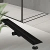Edelstahl Duschrinne befliesbar 80 cm und Siphon Komplettset Schwarz flach LuxeBath